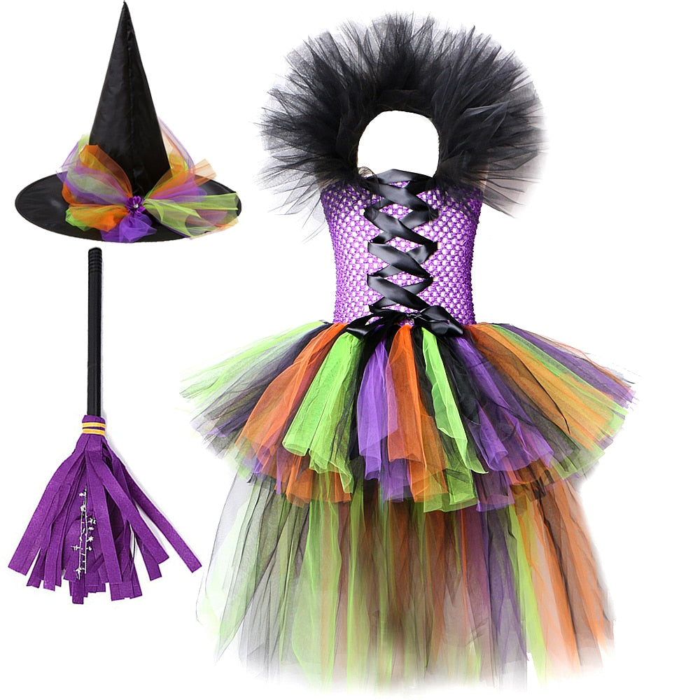 Fantasia Bruxinha Colorida com Vassoura