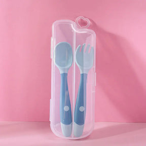 Kit Colher e Garfinho de Silicone Dobrável ForBaby | Introdução Alimentar