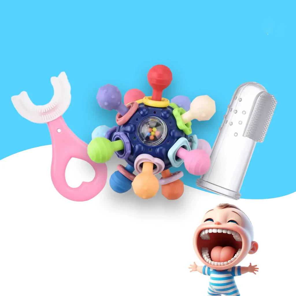 Kit Primeiros Dentinhos 3 em 1 CuideBaby | Cuidados Essenciais para Bebês